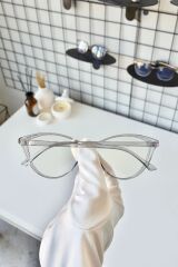 Füme Cat Eye Kemik Şeffaf Kadın Erkek Unisex Mavi Işık Korumalı Ekran Gözlüğü Gözlük