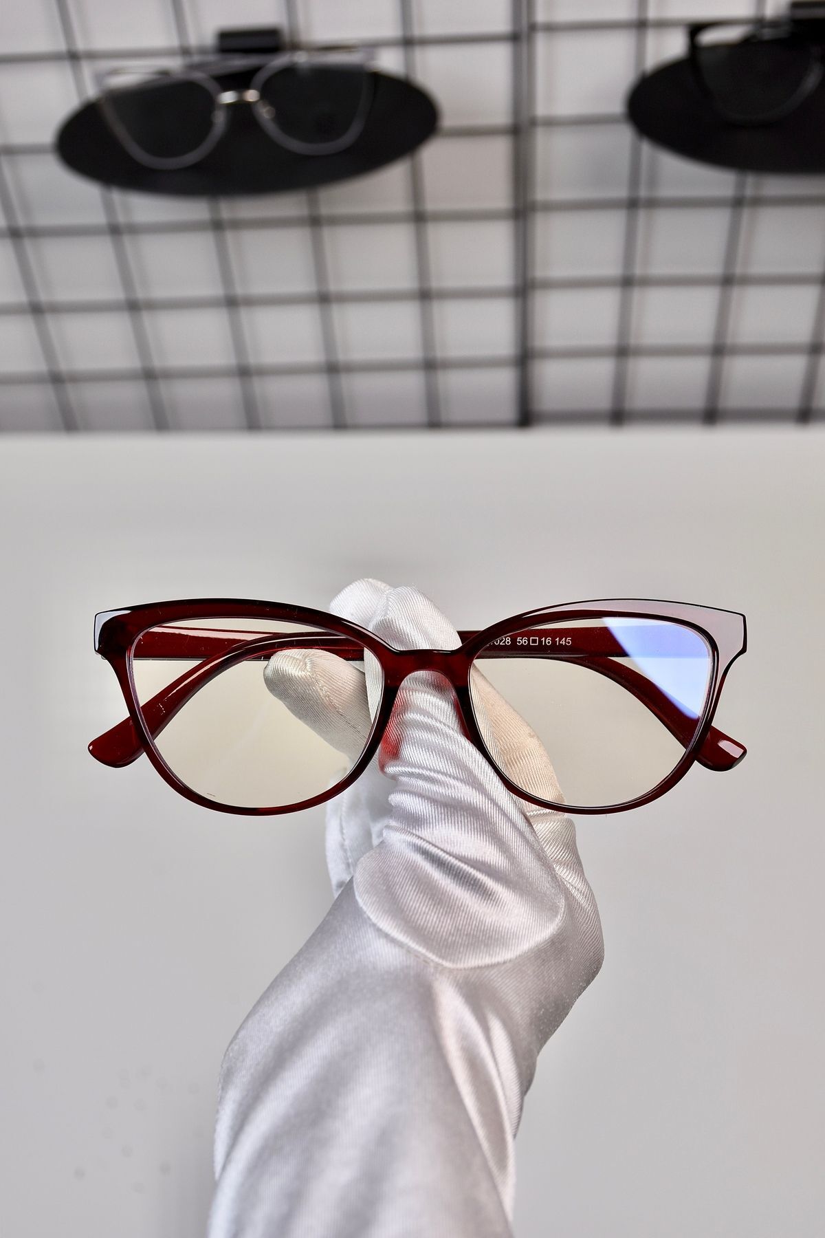 Bordo Kırmızı Cat Eye Kemik Şeffaf Kadın Erkek Unisex Mavi Işık Korumalı Ekran Gözlüğü Gözlük