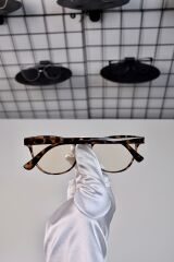 Leopar Cat Eye Kemik Şeffaf Kadın Erkek Unisex Mavi Işık Korumalı Ekran Gözlüğü Gözlük