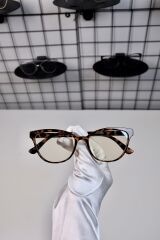 Leopar Cat Eye Kemik Şeffaf Kadın Erkek Unisex Mavi Işık Korumalı Ekran Gözlüğü Gözlük