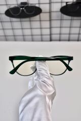 Yeşil Haki Cat Eye Kemik Şeffaf Kadın Erkek Unisex Mavi Işık Korumalı Ekran Gözlüğü Gözlük