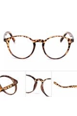 Sarı Leopar Şeffaf Cam Gözlük