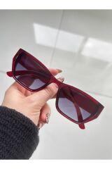 Pradix Bordo Güneş Gözlüğü Cateye Siyah Cam Renkli