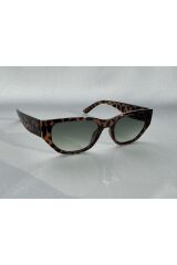Wave Leopar Güneş Gözlüğü Cateye Yeşil Cam Renkli
