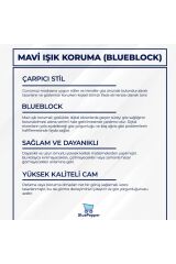 Cateye Mavi Işık Filtreli Gözlük BlueBlock Kedi Gözü Köşeli, Optik Uyumlu Camları Değişebilir