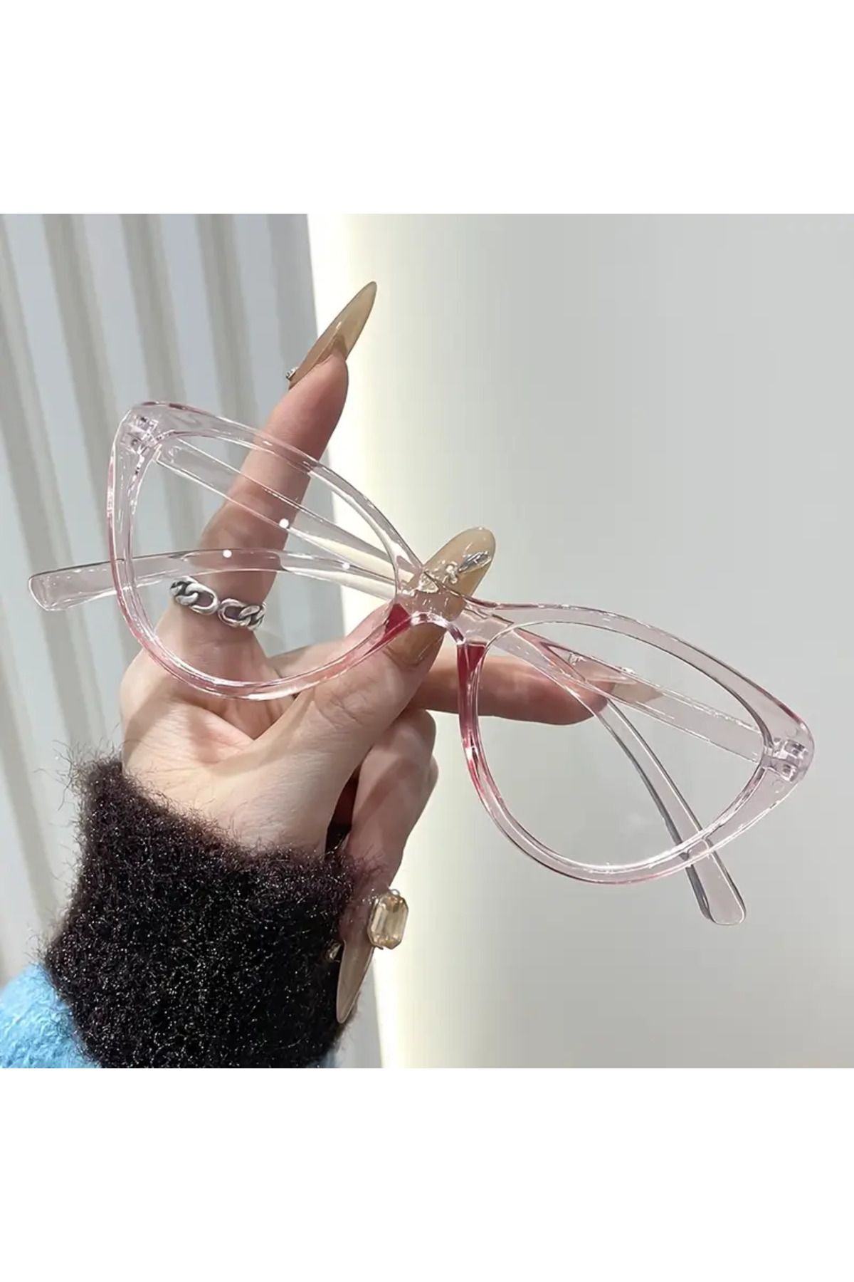 Cateye Mavi Işık Filtreli Gözlük BlueBlock Kedi Gözü Köşeli, Optik Uyumlu Camları Değişebilir