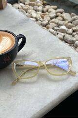 Cateye Mavi Işık Filtreli Gözlük BlueBlock Kedi Gözü Köşeli, Optik Uyumlu Camları Değişebilir