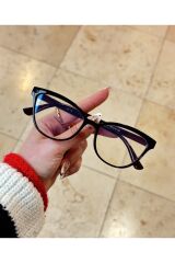 Talya Cateye Kahverengi Mavi Işık Filtreli Ekran Gözlüğü Optik Uyumlu Camları Değişebilir