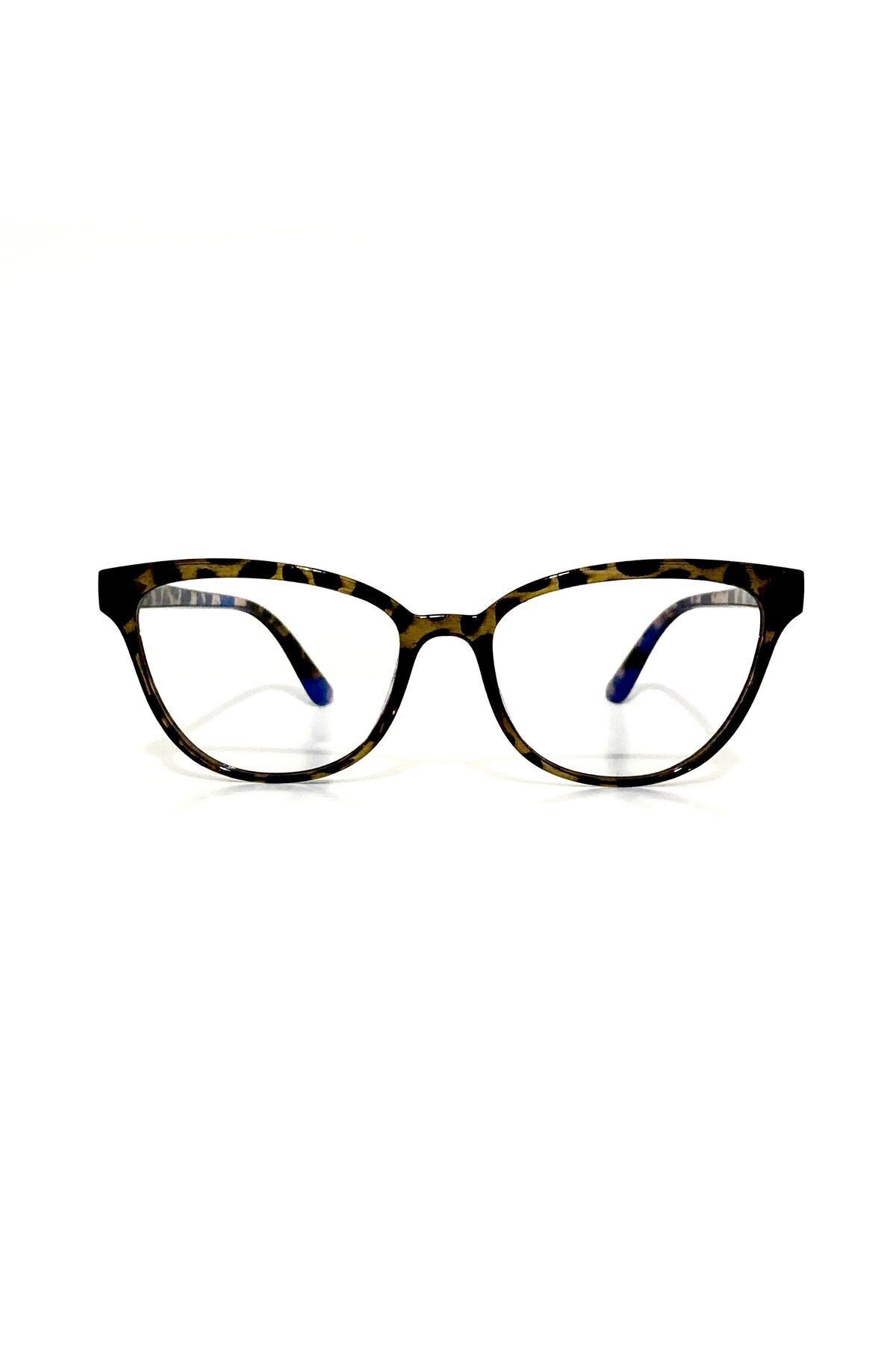 Talya Cateye Leopar Mavi Işık Filtreli Ekran Gözlüğü Optik Uyumlu Camları Değişebilir