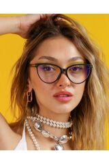 Talia Metal Detaylı Cateye Mavi Işık Filtreli Ekran Gözlüğü Optik Uyumlu Camları Değişebilir