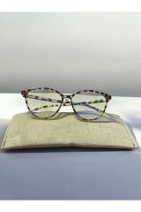 UV400 Korumalı Leopar Kemik Cat Eye Unisex Kadın Şeffaf Mavi Işık Korumalı Blue Block Gözlük