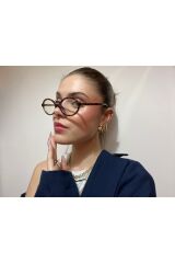 Miux Leopard Oval Çerçeve Mavi Işık Korumalı Ekran gözlüğü Optik Uyumlu Camları Değişebilir