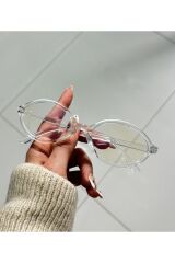 MIUX ŞEFFAF OVAL ÇERÇEVE Mavi Işık Korumalı Ekran gözlüğü, Optik Uyumlu, Camları Değişebilir