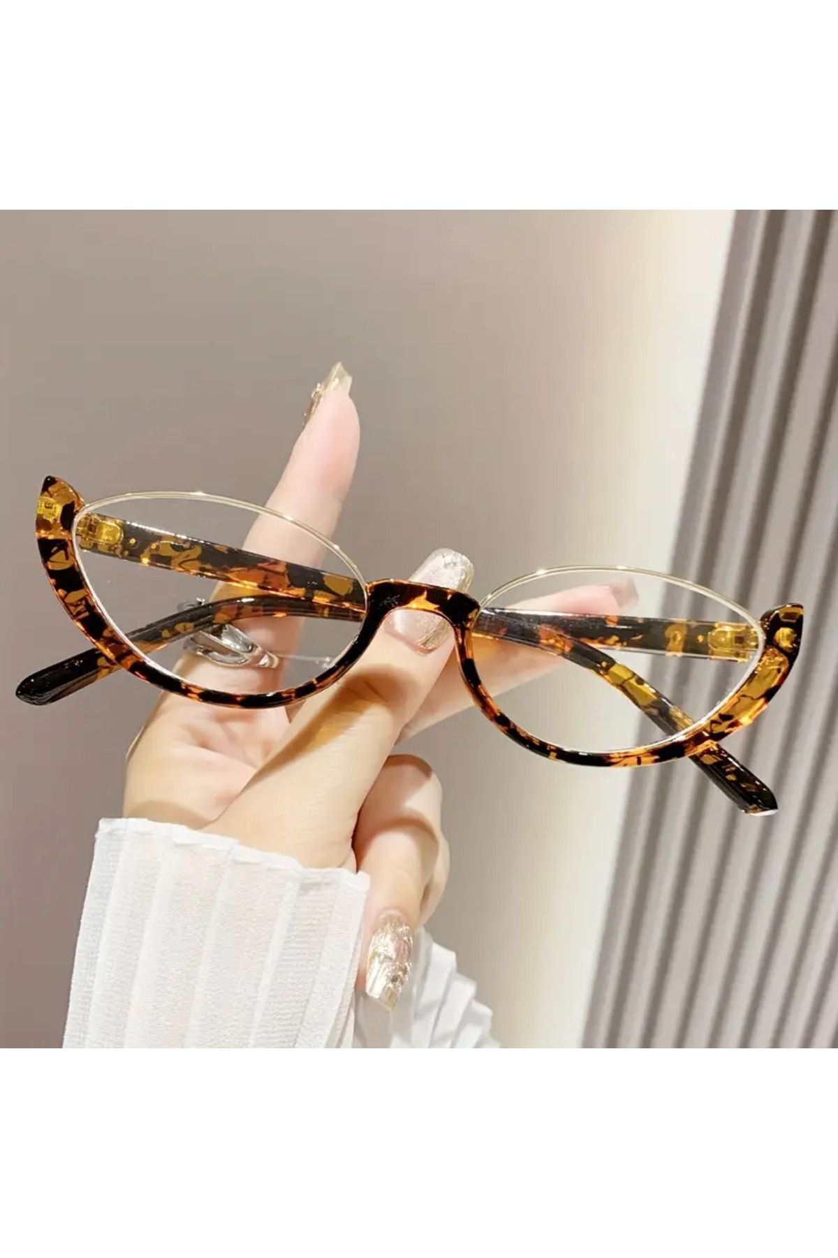 HALFMOON LEOPAR OVAL ÇERÇEVE Mavi Işık Korumalı Ekran gözlüğü, Optik Uyumlu, Camları Değişebilir