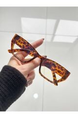 Pradix Leopard Mavi Işık Filtreli Ekran Gözlüğü Cateye Unisex Optik Uyumlu Camları Değişebilir