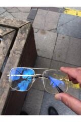 Reynmen Model Gold Renk Mavi Işık Filtreli Pilot Gözlük, Optik Uyumlu Camları Değişebilir
