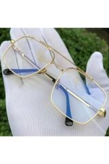 Reynmen Model Şeffaf Cam Gold Çerçeveli Uv400 Korumalı Pilot Güneş Gözlüğü