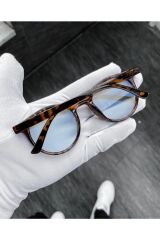 Unisex Leopar Desen Yuvarlak Çerçeve Gözlük
