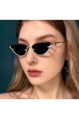 GUPP SİYAH GÜNEŞ GÖZLÜĞÜ Cateye Gümüş Çerçeve 52 ekartman