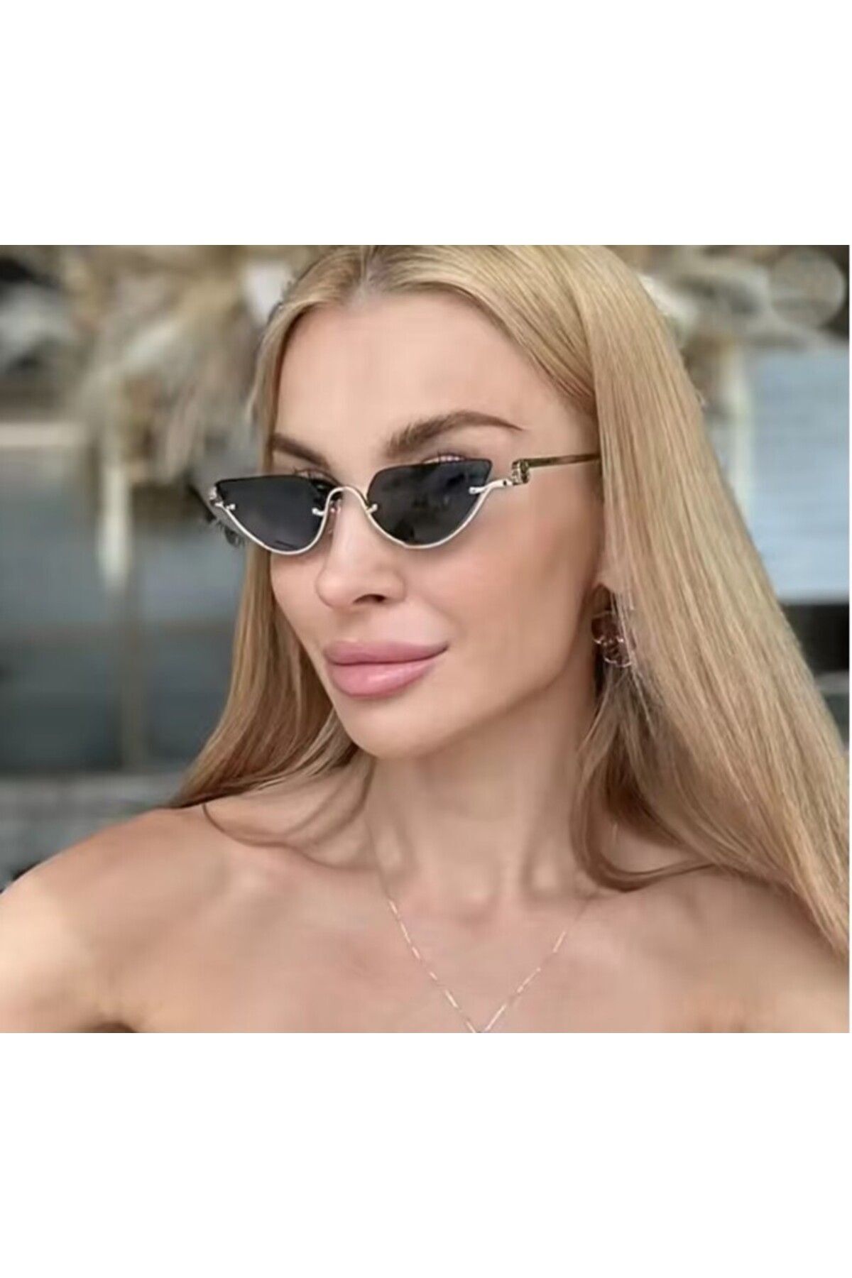 GUPP SİYAH GÜNEŞ GÖZLÜĞÜ Cateye Gümüş Çerçeve 52 ekartman