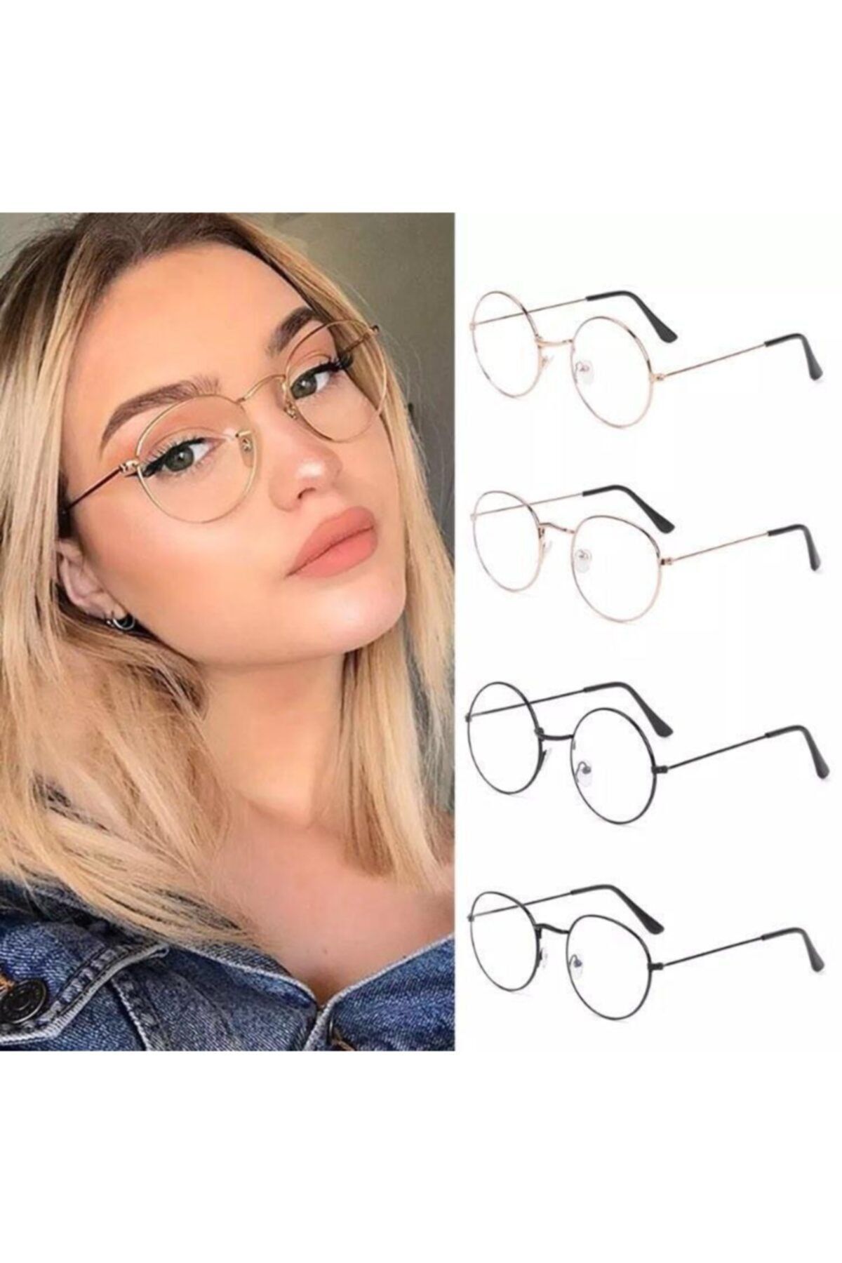 Yeni Sezon Yuvarlak Model Şeffaf Cam Gözlük
