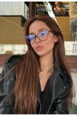 Leopar Cat Eye Çerçeve Popüler Şeffaf Ekran Gözlüğü