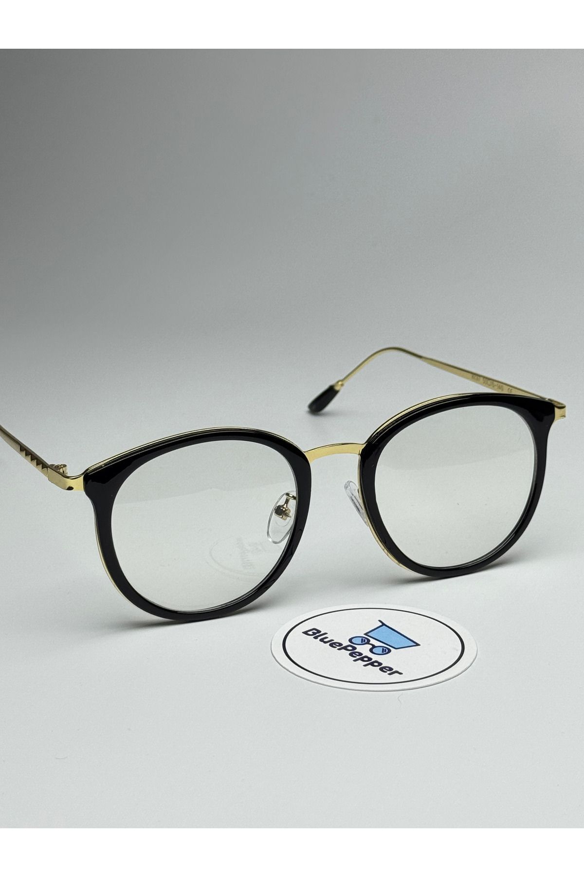 PANTHERA SİYAH MAVİ IŞIK KORUMALI GÖZLÜK Yuvarlak Metal Çerçeve 50-15-140 ekartman