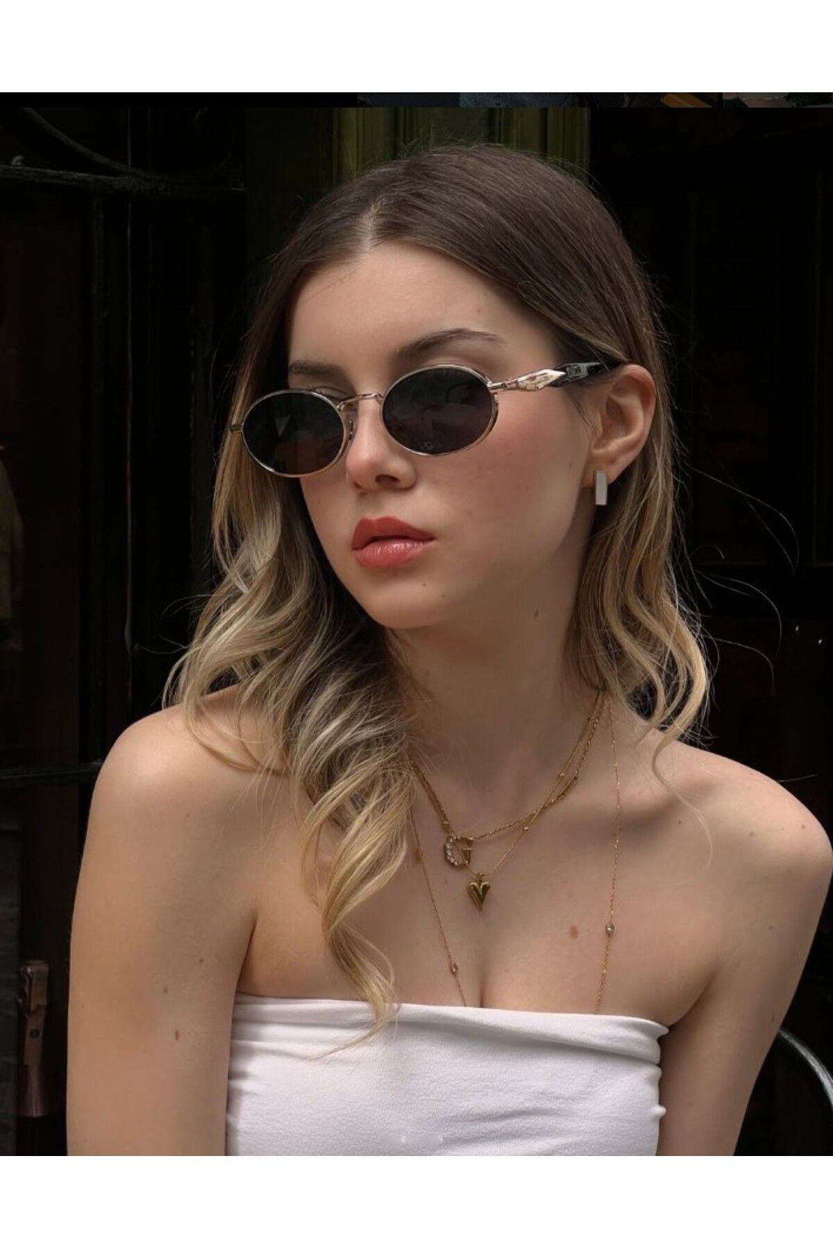 PRADIX V3 SİYAH GÜNEŞ GÖZLÜĞÜ Oval Gold Çerçeve Siyah Cam Renkli 50-18-150 ekartman