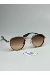 RAYVEN KAHVE GÜNEŞ GÖZLÜĞÜ Yuvarlak Gold Çerçeve 55-18-140 ekartman