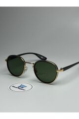 RAYVEN SİYAH GÜNEŞ GÖZLÜĞÜ Yuvarlak Gold Çerçeve 55-18-140 ekartman