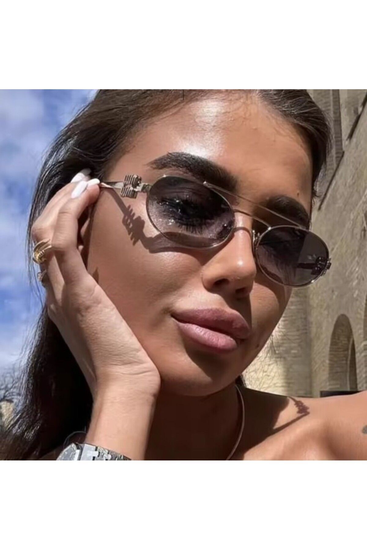 MIUX V6 SİYAH GÜNEŞ GÖZLÜĞÜ Oval Gümüş Çerçeve 50-16-142 ekartman