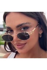 MIUX V6 SİYAH GÜNEŞ GÖZLÜĞÜ Oval Gold Çerçeve 50-16-142 ekartman