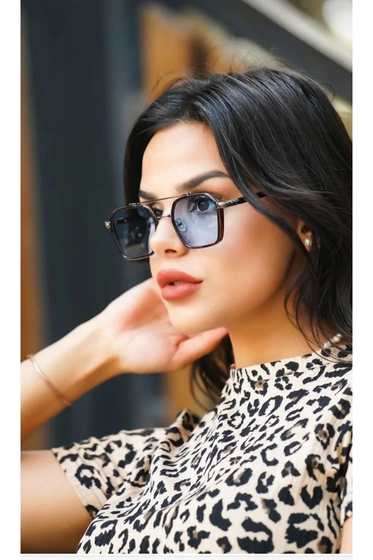 VITRUM LEOPAR GÜNEŞ GÖZLÜĞÜ Pilot Metal Çerçeve Mavi Cam Renkli 54-19-147