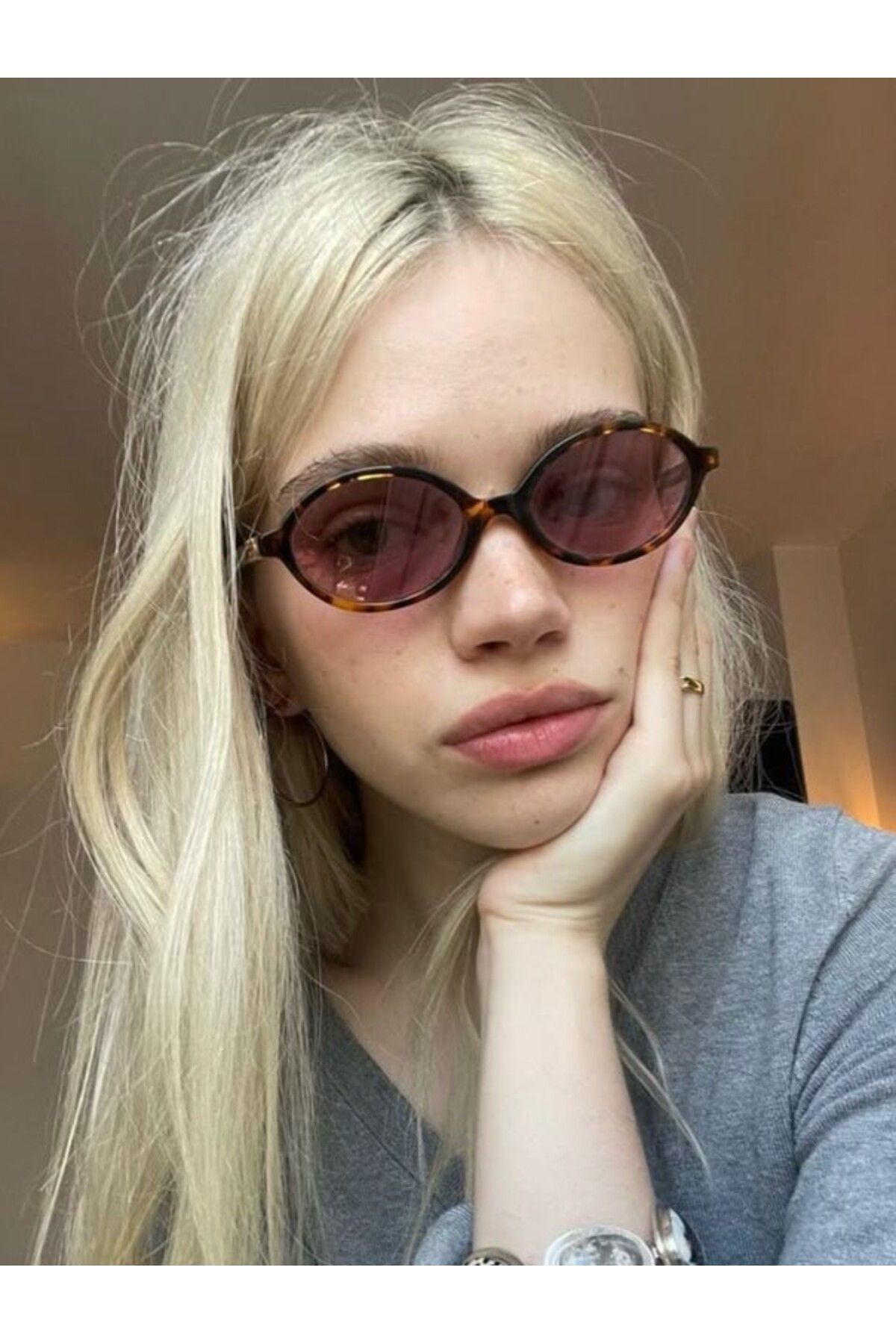 MIUX LEOPAR GÜNEŞ GÖZLÜĞÜ Oval Kahve Cam Renkli