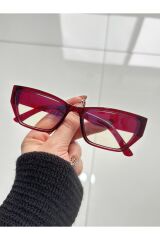 Pradix Bordo Mavi Işık Filtreli Ekran Gözlüğü Cateye Unisex Optik Uyumlu Camları Değişebilir