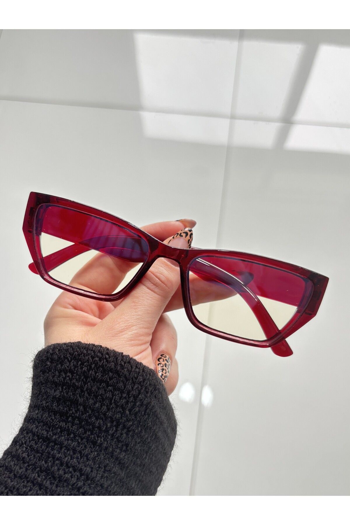 Pradix Bordo Mavi Işık Filtreli Ekran Gözlüğü Cateye Unisex Optik Uyumlu Camları Değişebilir