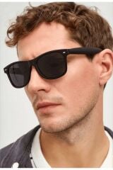 Siyah Güneş Gözlüğü Wayfarer Çapraz Kesim Siyah Cam Renkli