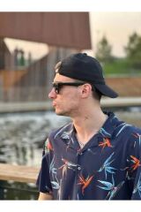 Unisex Wayfarer Siyah Güneş Gözlüğü Çapraz Kesim Siyah Cam