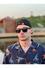 Unisex Wayfarer Siyah Güneş Gözlüğü Çapraz Kesim Siyah Cam