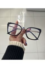 Castel Siyah Cateye Mavi Işık Filtreli Gözlük BlueBlock Kedi Gözü, Optik Uyumlu Camları Değişebilir