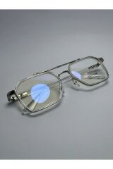 Vitrum Şeffaf Köşeli Unisex Şeffaf Camlı Mavi Işık Korumalı Gözlük Optik Uyumlu Camları Değişebilir