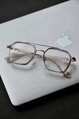 Vitrum Şeffaf Köşeli Unisex Şeffaf Camlı Mavi Işık Korumalı Gözlük Optik Uyumlu Camları Değişebilir