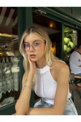 Sydyney Pembe Cateye Mavi Işık Filtreli Gözlük BlueBlock Kedi Gözü, Optik Uyumlu Camları Değişebilir