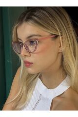 Sydyney Pembe Cateye Mavi Işık Filtreli Gözlük BlueBlock Kedi Gözü, Optik Uyumlu Camları Değişebilir