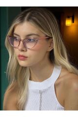 Sydyney Pembe Cateye Mavi Işık Filtreli Gözlük BlueBlock Kedi Gözü, Optik Uyumlu Camları Değişebilir