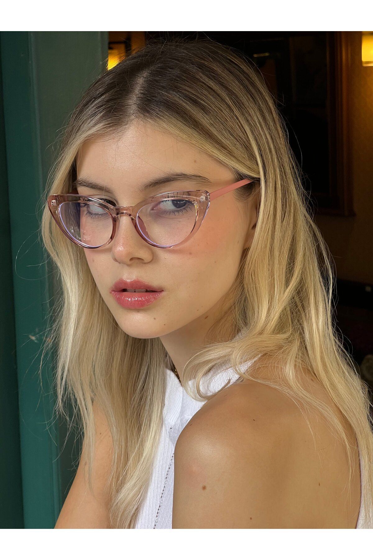 Sydyney Pembe Cateye Mavi Işık Filtreli Gözlük BlueBlock Kedi Gözü, Optik Uyumlu Camları Değişebilir