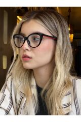 Sydyney Siyah Cateye Mavi Işık Filtreli Gözlük BlueBlock Kedi Gözü, Optik Uyumlu Camları Değişebilir