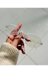 MIUX ŞEFFAF OVAL ÇERÇEVE Mavi Işık Korumalı Ekran gözlüğü, Optik Uyumlu, Camları Değişebilir