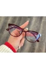 Talya Cateye Bordo Mavi Işık Filtreli Ekran Gözlüğü Optik Uyumlu Camları Değişebilir