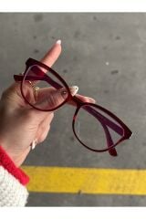 Talya Cateye Bordo Mavi Işık Filtreli Ekran Gözlüğü Optik Uyumlu Camları Değişebilir